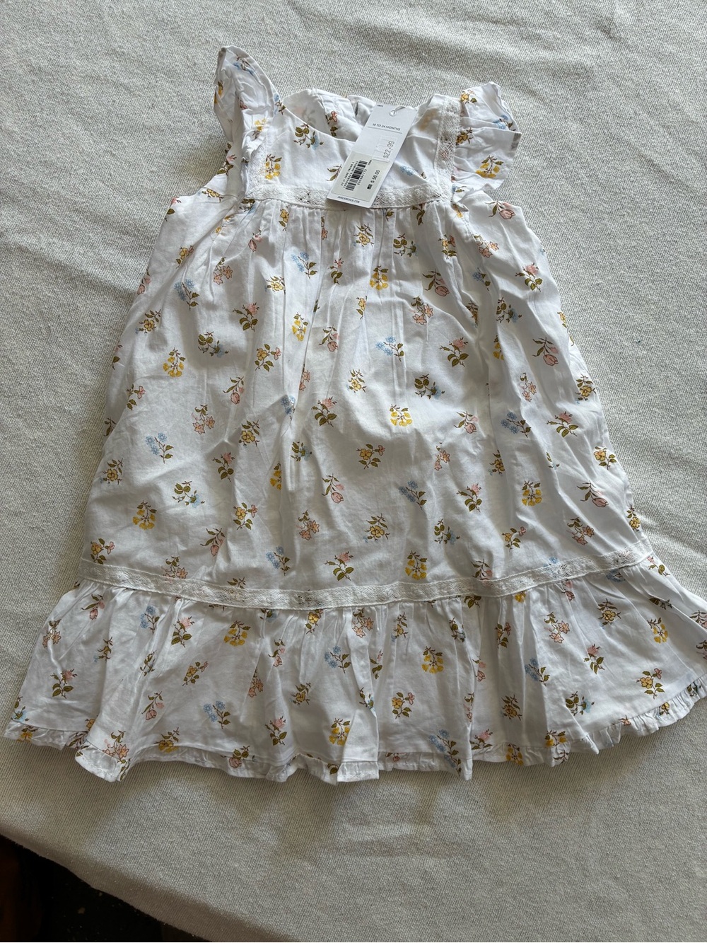 Janie and Jack White Floral Ruffled dress with Pastel Blossoms with bloomers
